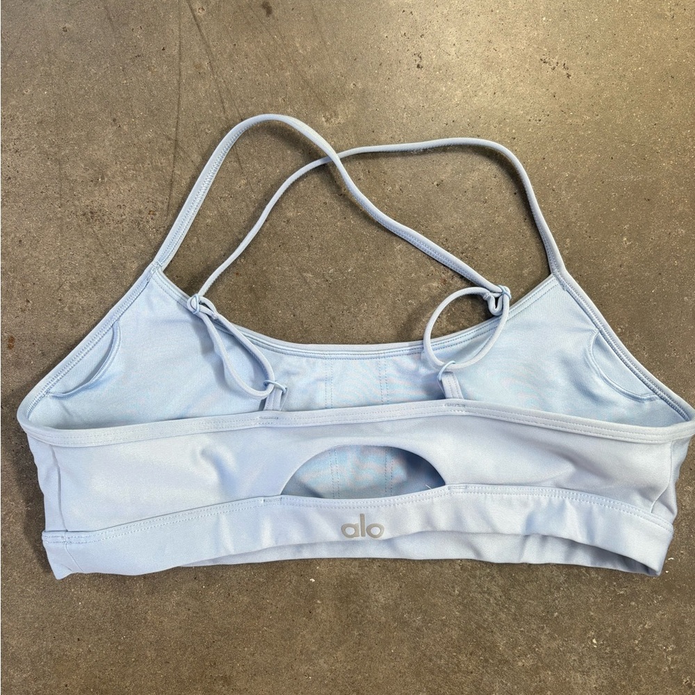 ALO Yoga Light Blue Strappy Sports Bra